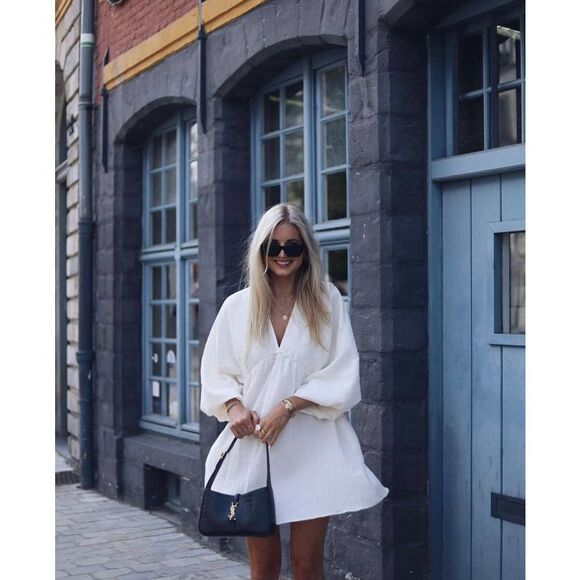 H&M Balloon Sleeve Cotton Dress New - Picture 4 of 10